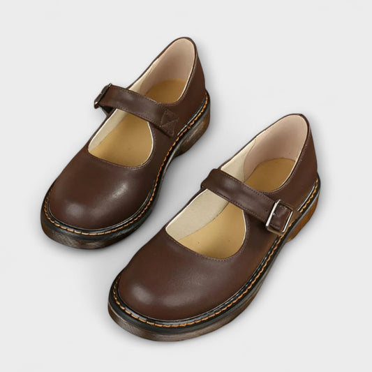 Women's Vintage Leather Sandals Comfortable Strap Brown - Vonnera