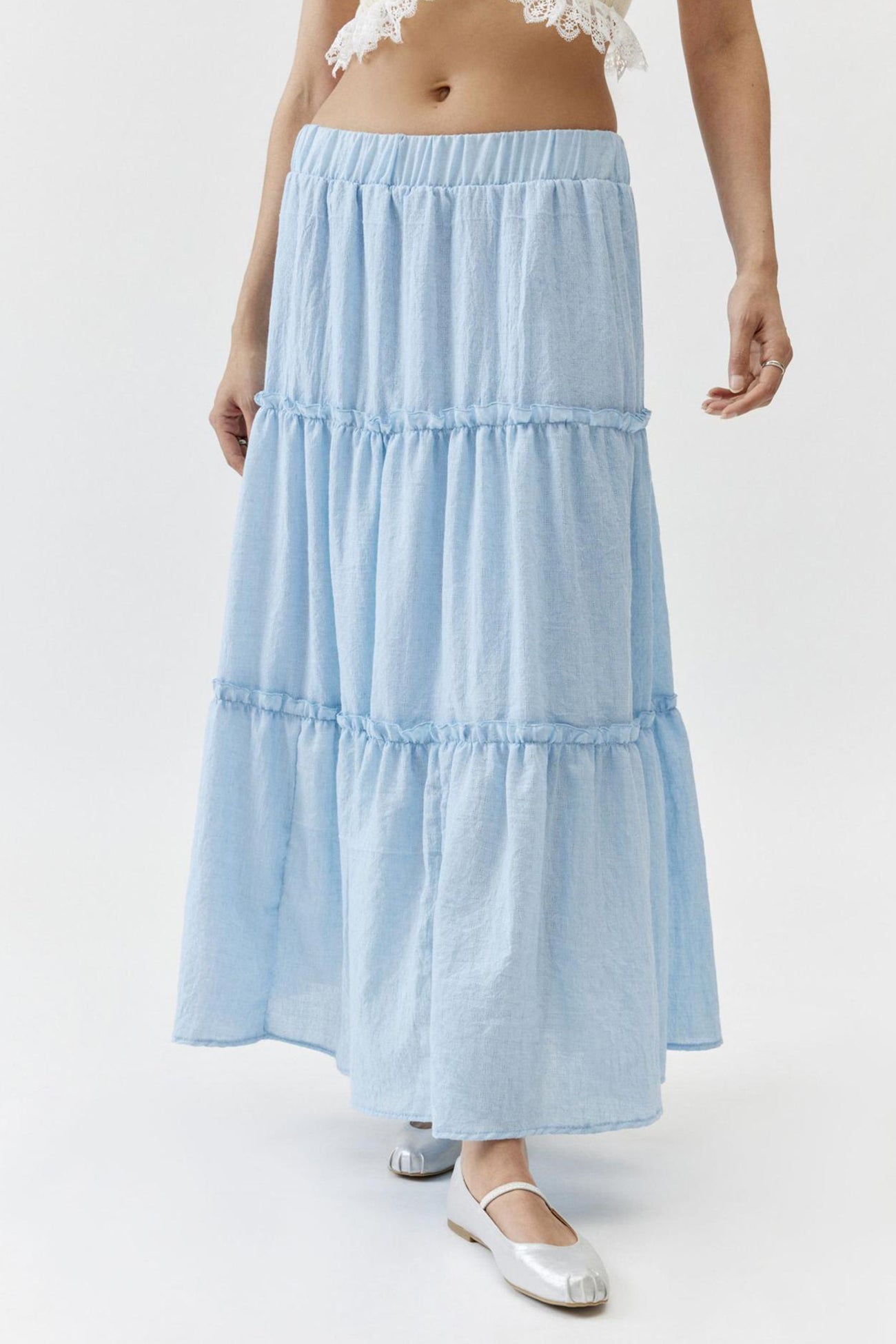 Women's Tiered Maxi Skirt Elastic Waist