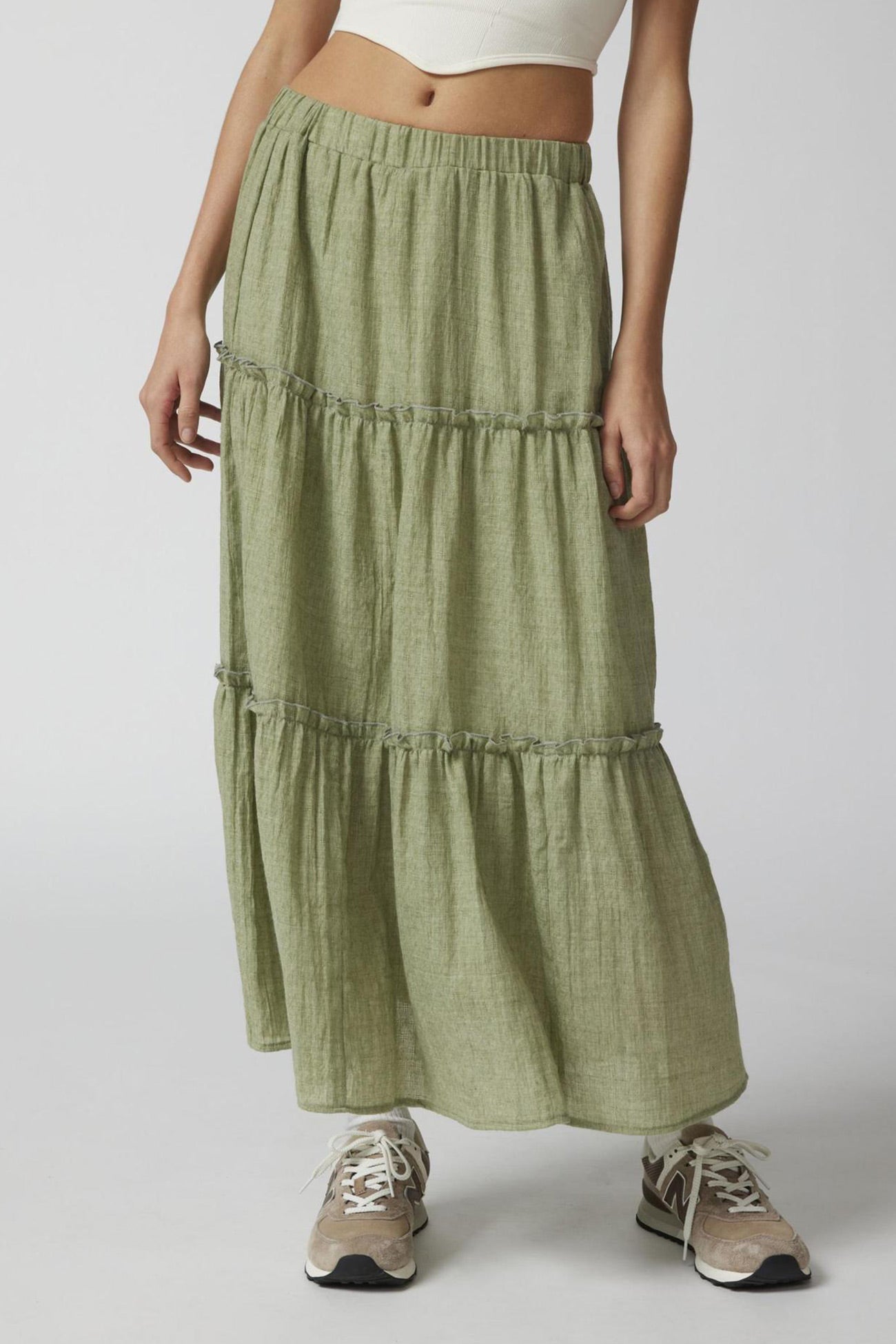 Women's Tiered Maxi Skirt Elastic Waist - Vonnera