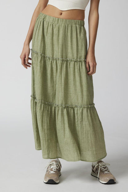 Women's Tiered Maxi Skirt Elastic Waist - Vonnera