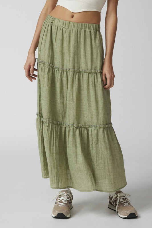 Women's Tiered Maxi Skirt Elastic Waist - Vonnera