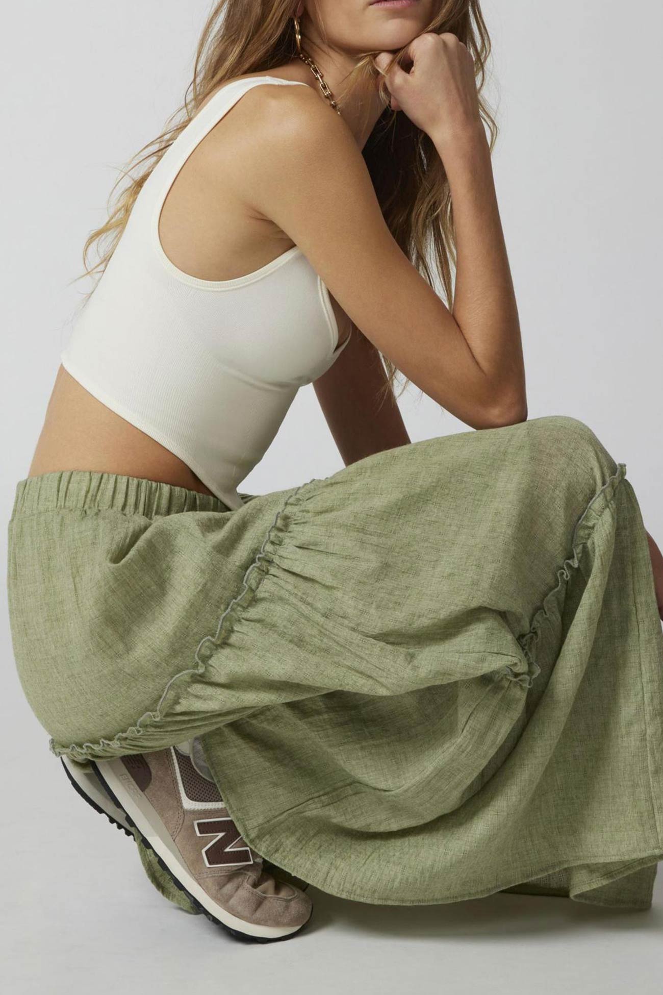 Women's Tiered Maxi Skirt Elastic Waist
