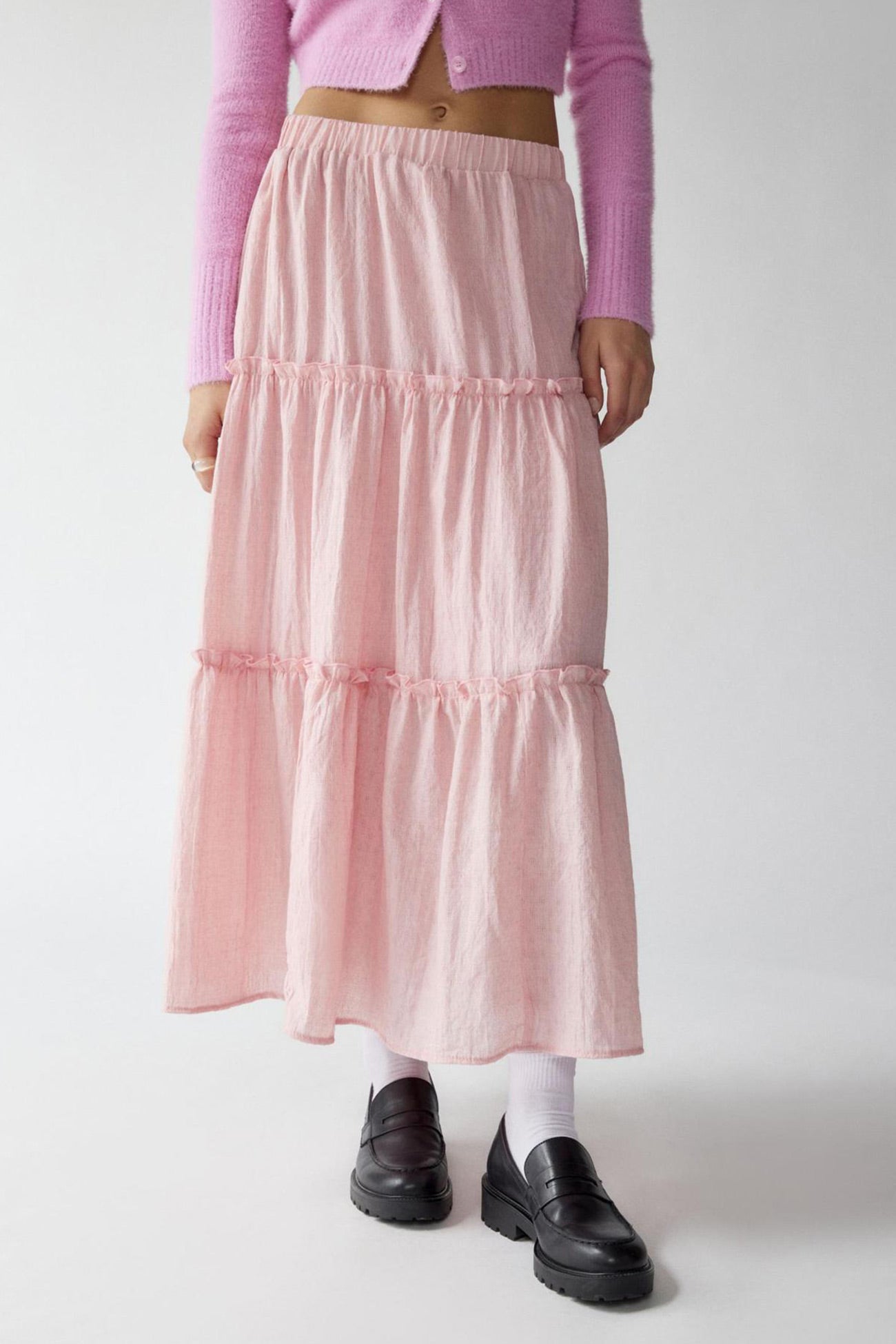 Women's Tiered Maxi Skirt Elastic Waist