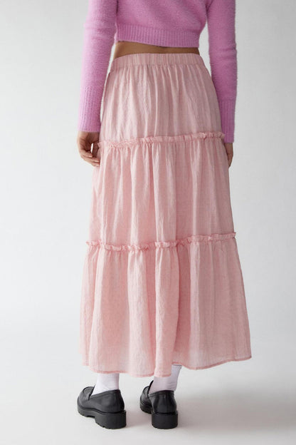 Women's Tiered Maxi Skirt Elastic Waist