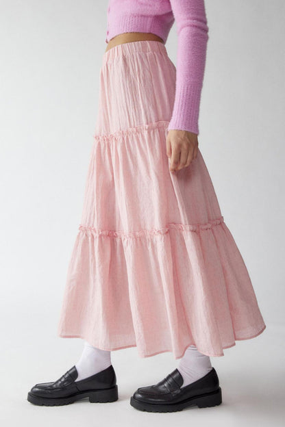Women's Tiered Maxi Skirt Elastic Waist