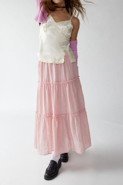 Women's Tiered Maxi Skirt Elastic Waist