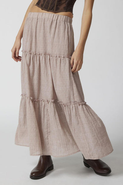 Women's Tiered Maxi Skirt Elastic Waist
