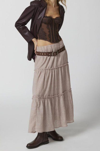 Women's Tiered Maxi Skirt Elastic Waist