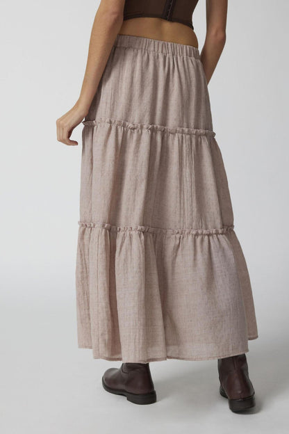 Women's Tiered Maxi Skirt Elastic Waist