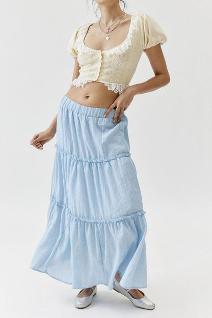 Women's Tiered Maxi Skirt Elastic Waist