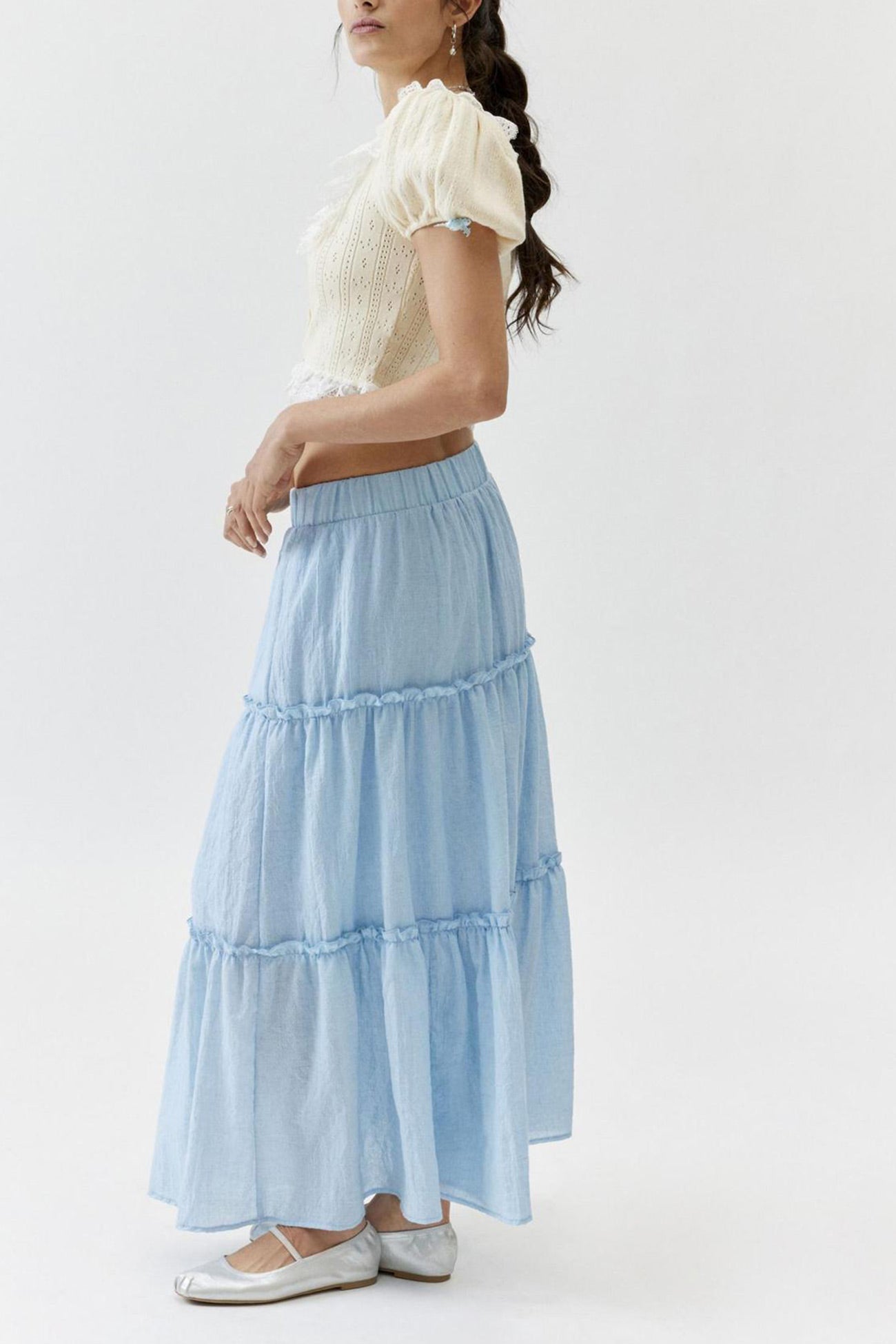 Women's Tiered Maxi Skirt Elastic Waist