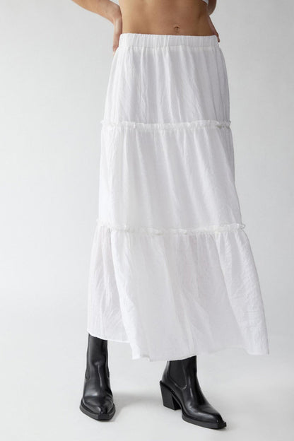 Women's Tiered Maxi Skirt Elastic Waist