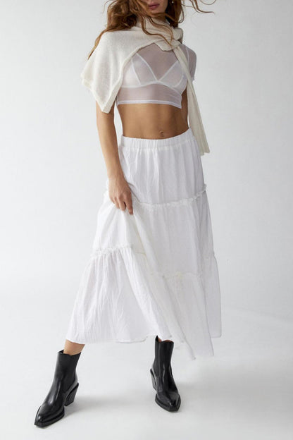 Women's Tiered Maxi Skirt Elastic Waist