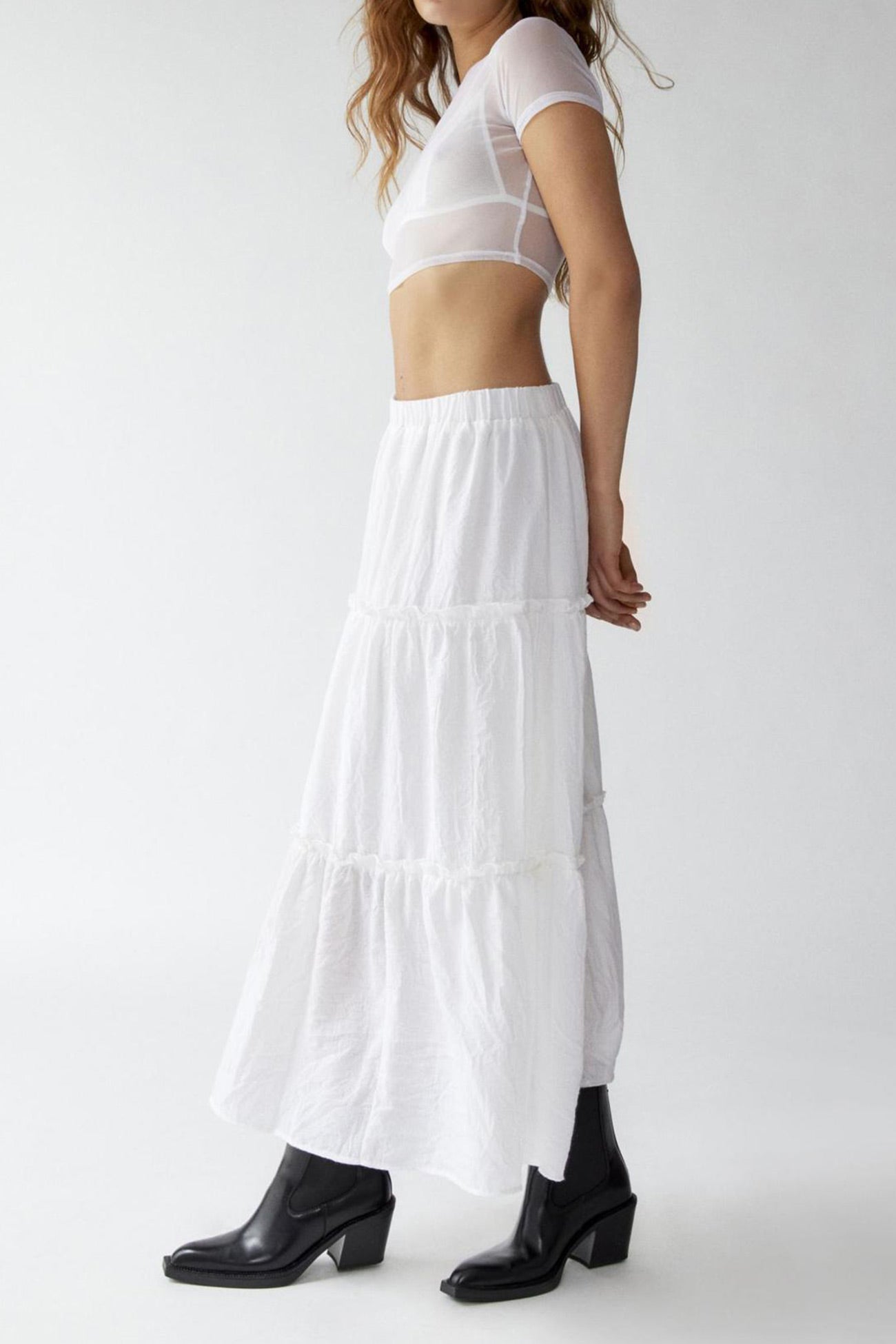 Women's Tiered Maxi Skirt Elastic Waist