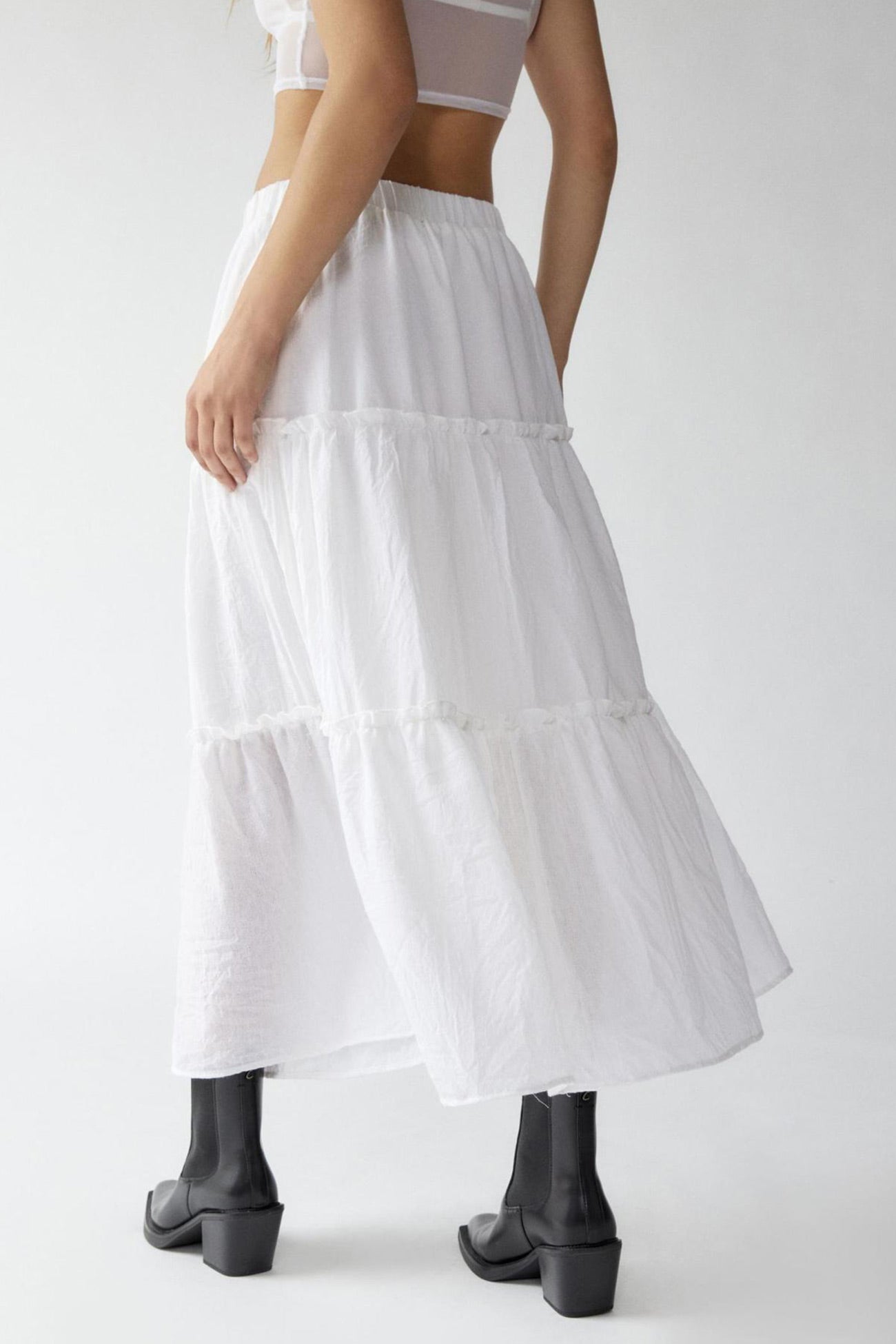 Women's Tiered Maxi Skirt Elastic Waist