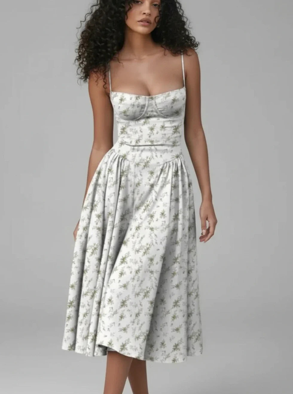 Women's A-Line Spaghetti Strap Midi Dress