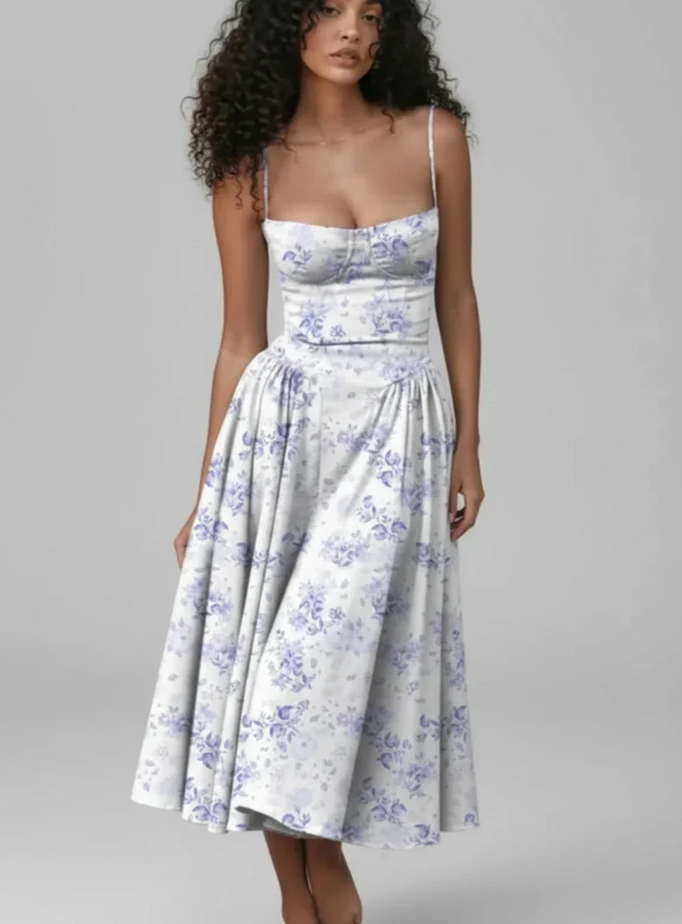 Women's A-Line Spaghetti Strap Midi Dress