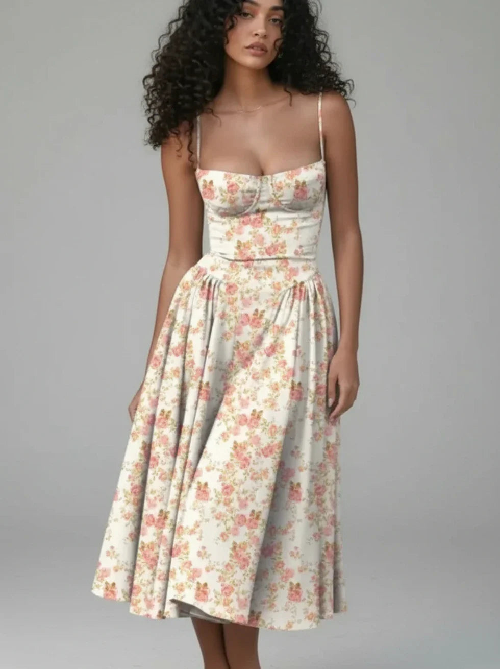 Women's A-Line Spaghetti Strap Midi Dress