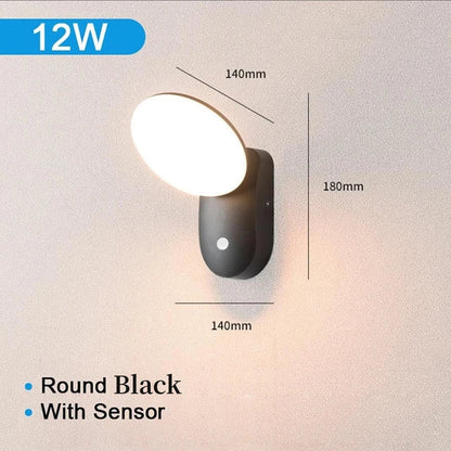 Outdoor Wall Light 12W PIR Motion Sensor Waterproof