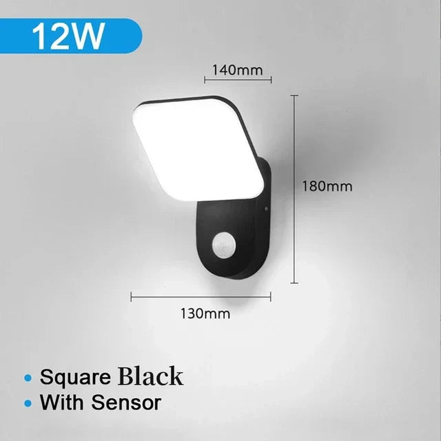 Outdoor Wall Light 12W PIR Motion Sensor Waterproof