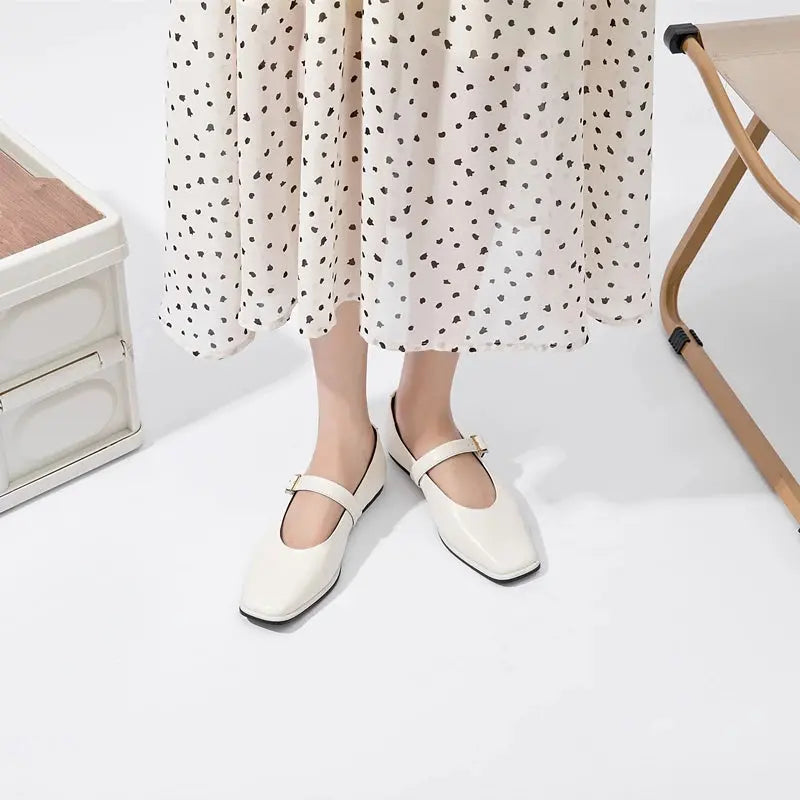Women's Black Ballet Flats Square Toe Comfortable - Vonnera