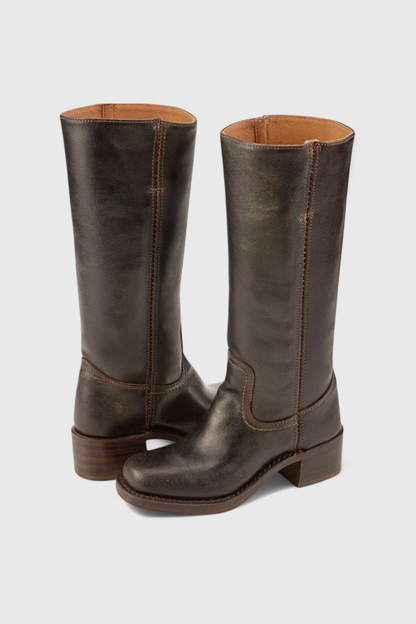 Women's Knee High Boots Stacked Heel Round Toe