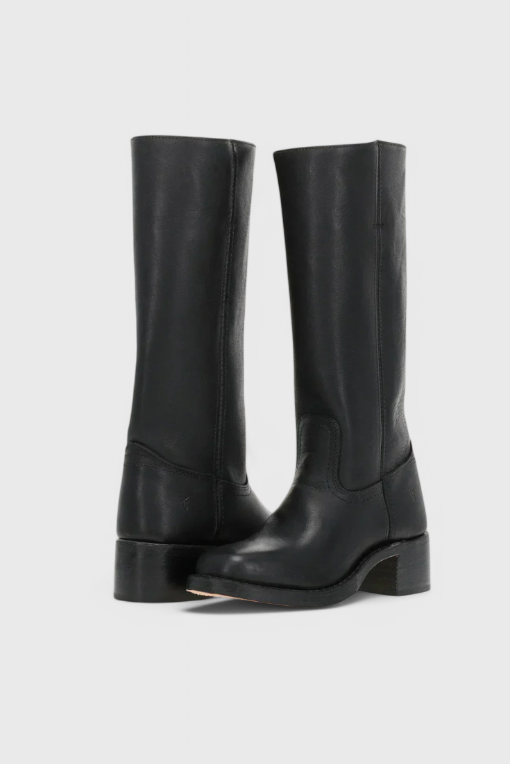 Women's Knee High Boots Stacked Heel Round Toe