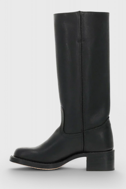 Women's Knee High Boots Stacked Heel Round Toe