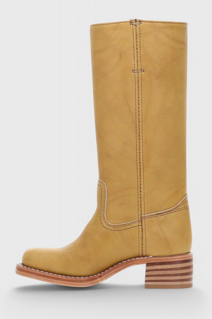 Women's Knee High Boots Stacked Heel Round Toe