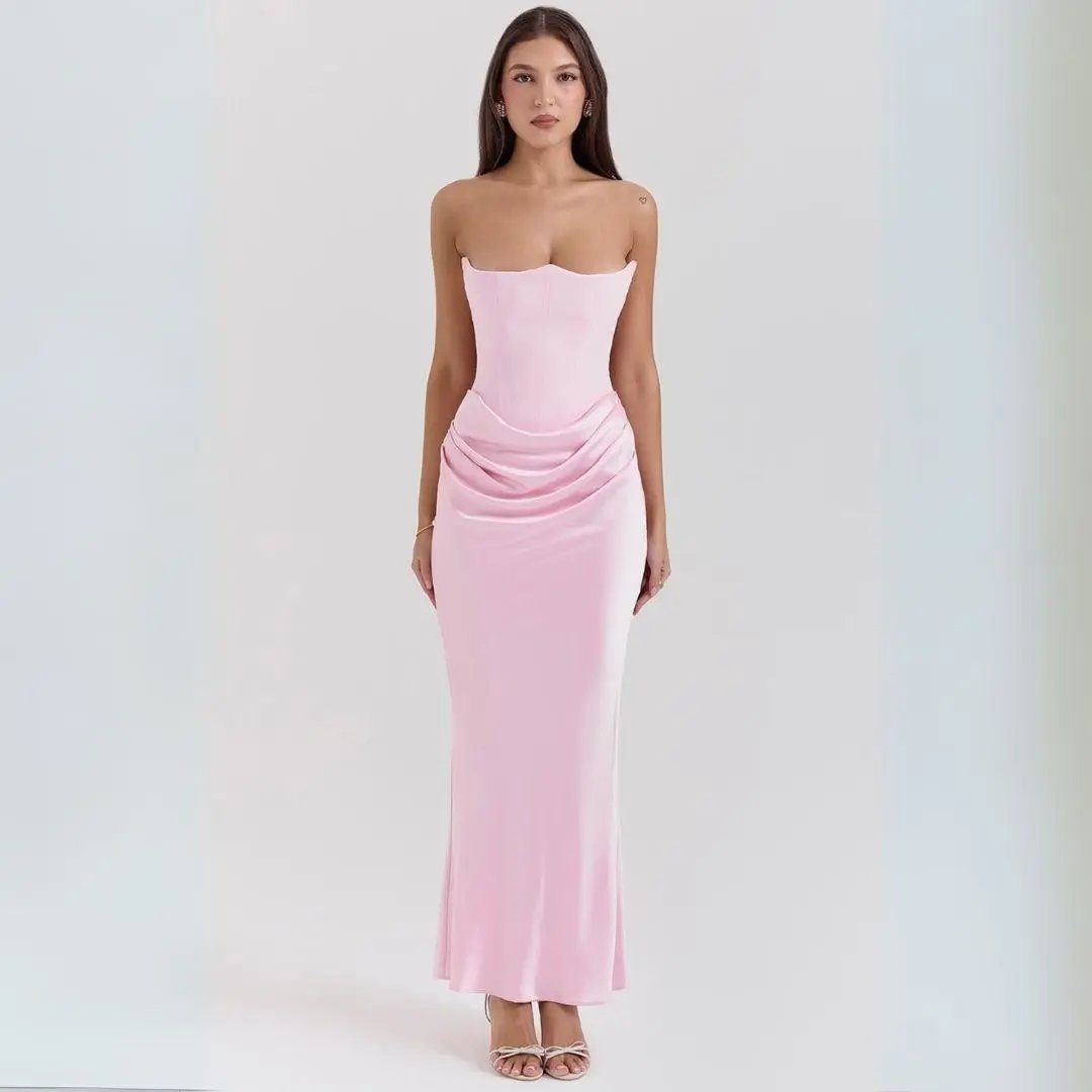 Women's Strapless Corset Maxi Dress Elegant Flowing - Vonnera