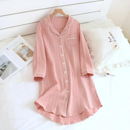 Women's Striped Cotton Nightgown Comfortable Plus Size - Vonnera
