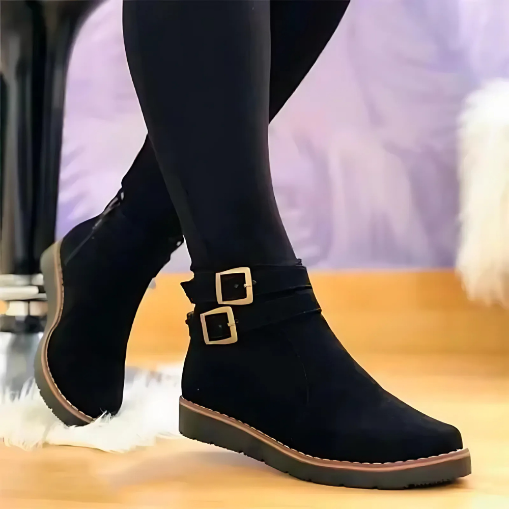 Women's Ankle Boots Leather Edgy Black - Vonnera