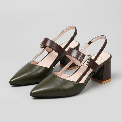 Women's Block Heel Pointed Toe Slingback Shoes