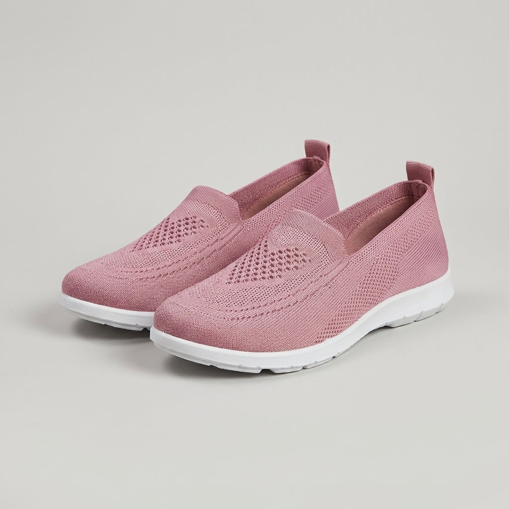 Slip-On Walking Shoes Knit Mesh Cushioned Comfort Fit