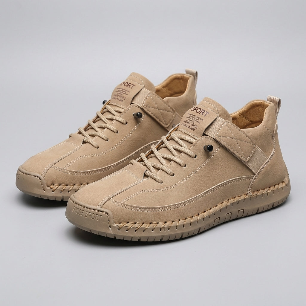 Mens Lace Up Sneakers Leather Moc Toe Brown
