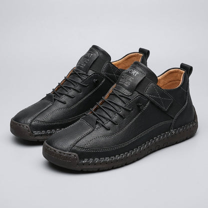 Mens Lace Up Sneakers Leather Moc Toe Brown