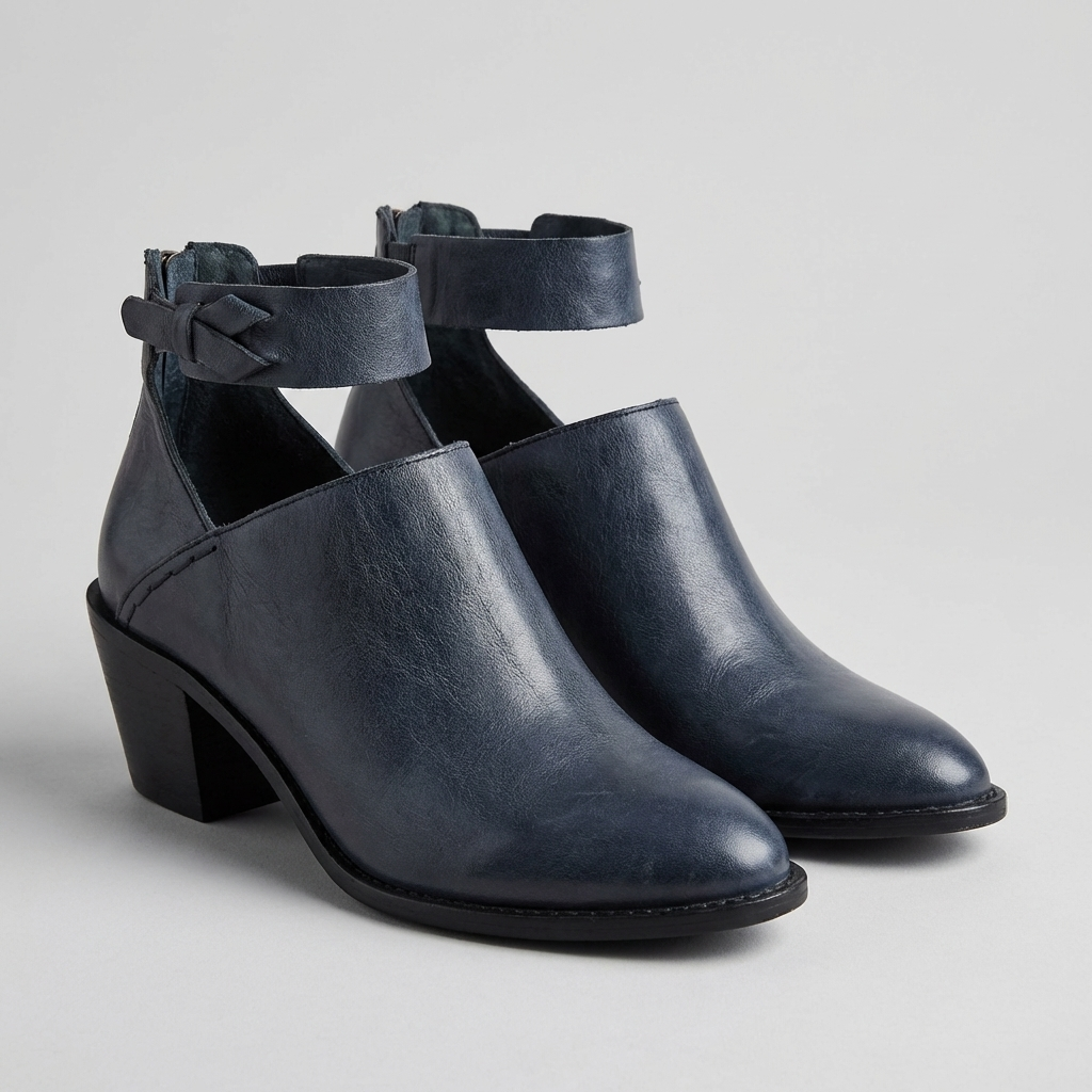 Women's Fitted Ankle Boots Braided Strap Block Heel