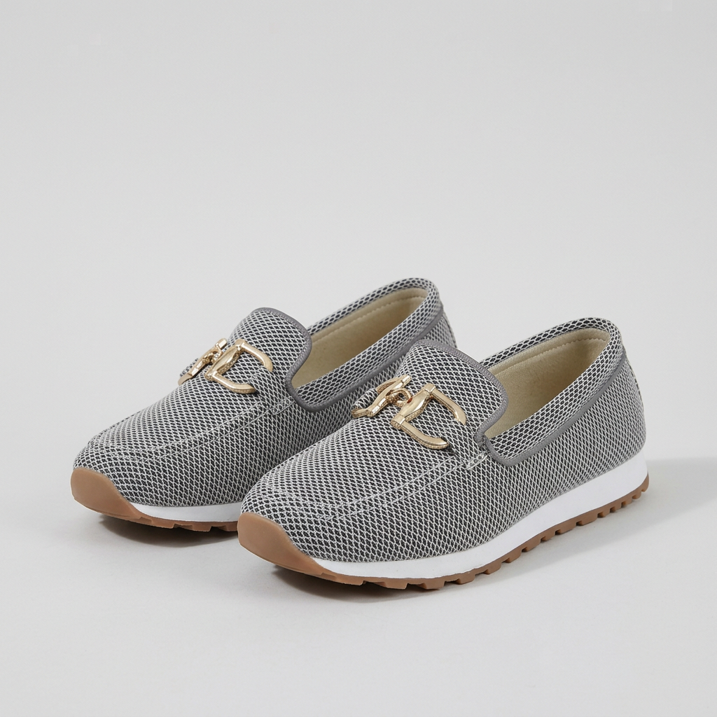 Women's Relaxed Knit Loafers Gold Tone Elevated Platform