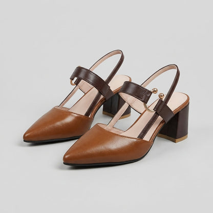 Women's Block Heel Pointed Toe Slingback Shoes