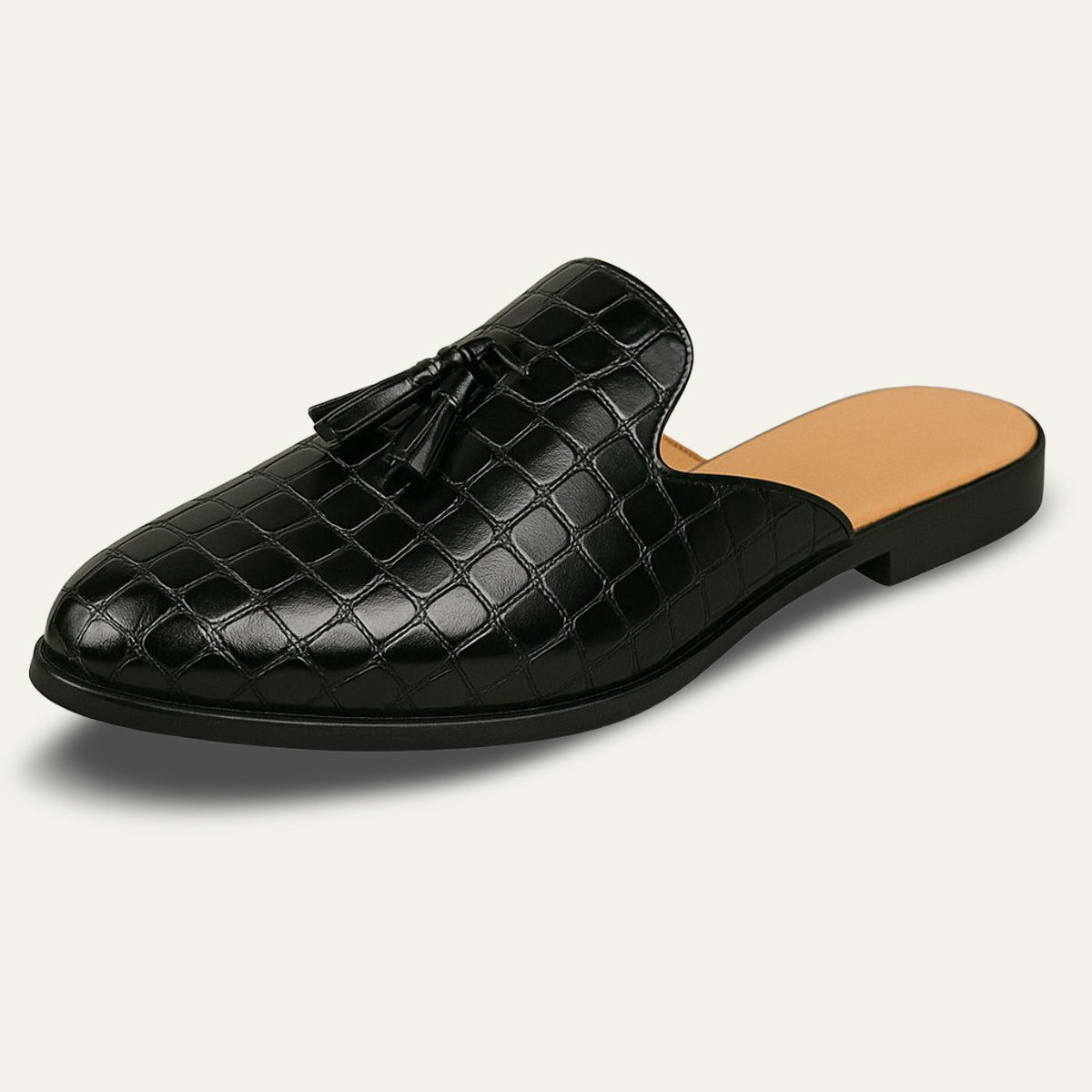 Men's Leather Mule Loafers Slip-On Brown - Vonnera