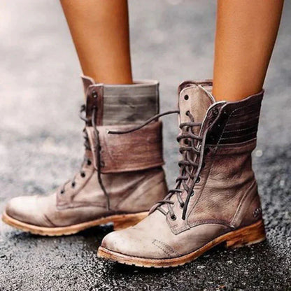 Women's Vintage Lace Up Ankle Boots - Vonnera
