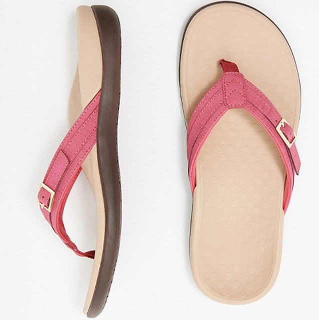 Women's Buckle Flip Flops Ergonomic Comfort - Vonnera