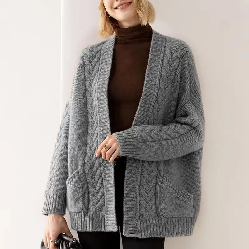 Women's Open-Front Cable Knit Cardigan