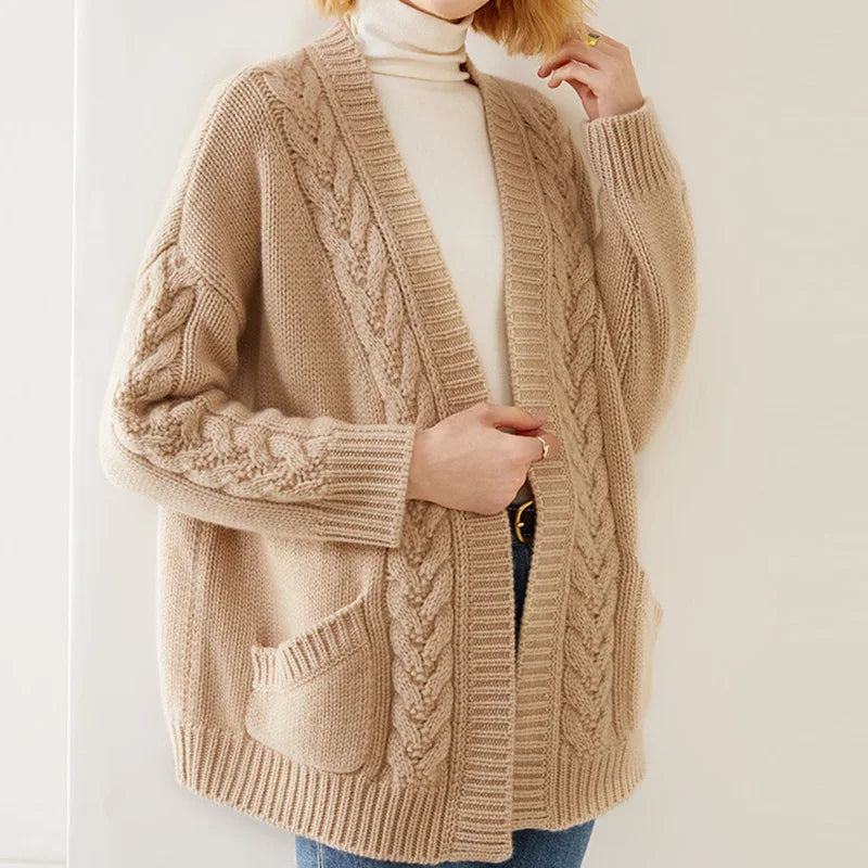 Women's Open-Front Cable Knit Cardigan - Vonnera