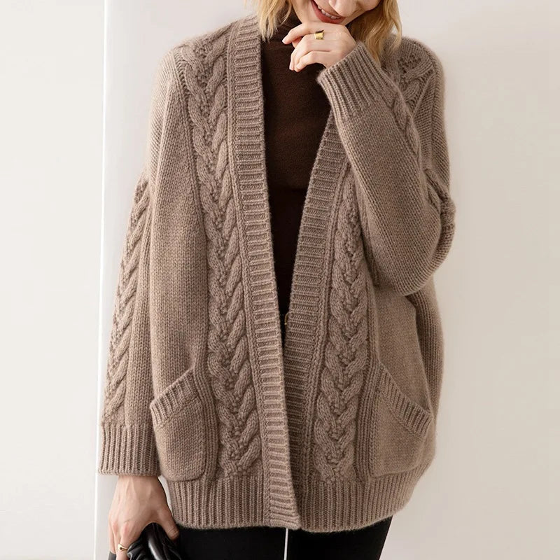 Women's Open-Front Cable Knit Cardigan