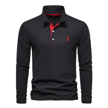 Men's Long Sleeve Polo Jumper Classic Collar Cotton