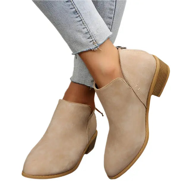 Women's Low Heel Boots Tapered Silhouette Comfortable - Vonnera