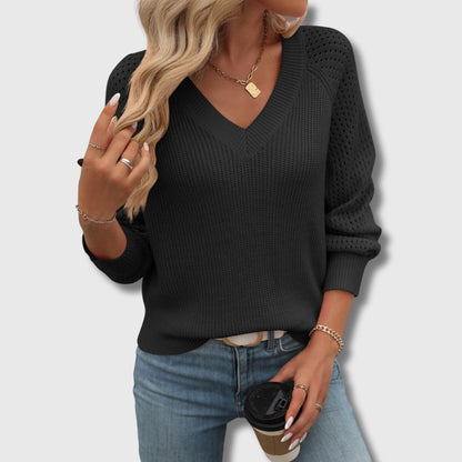 Elegant V Neck Jade Sweater