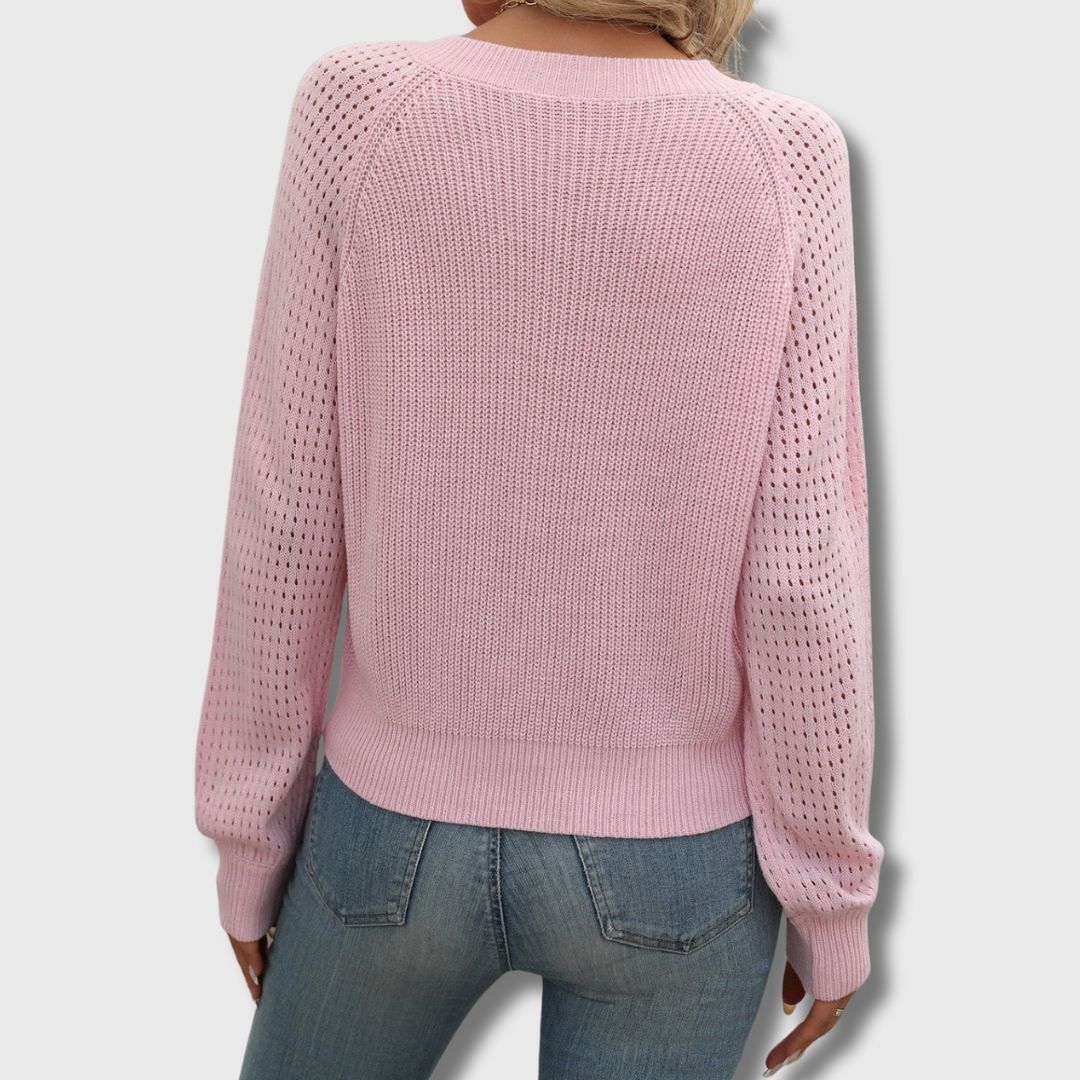 Elegant V Neck Jade Sweater