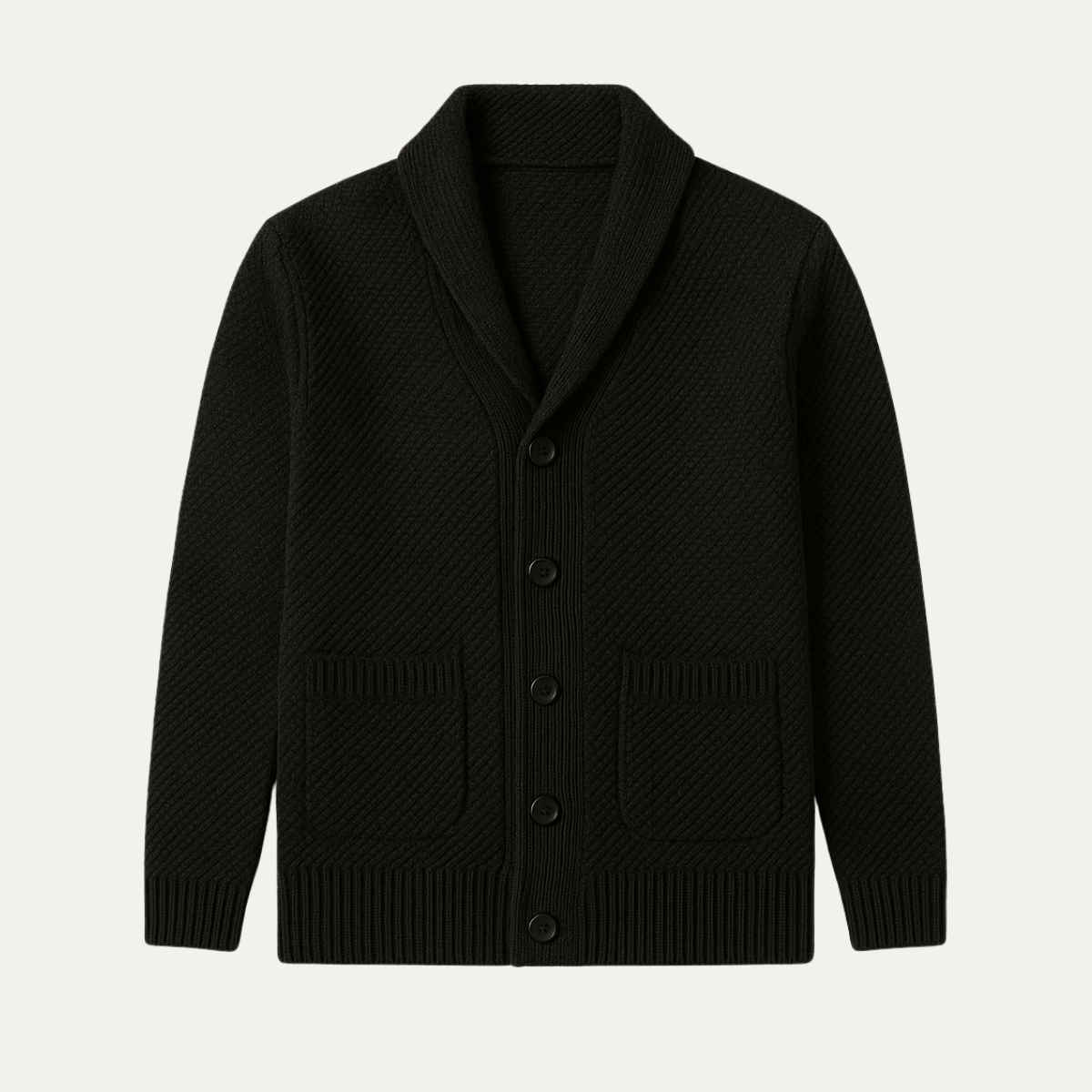 Men's Shawl Collar Cardigan Button Up Sweater - Vonnera
